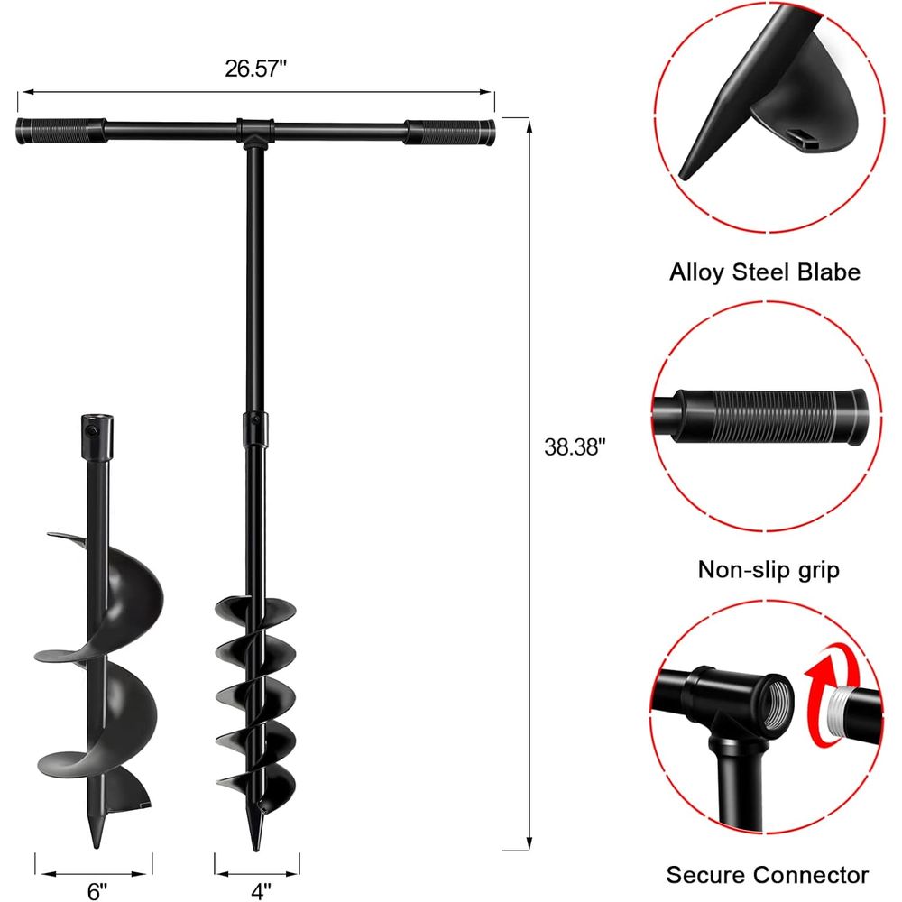 Hand-Crank Spiral Auger for Pl - Post Hole Digger reseña y precio