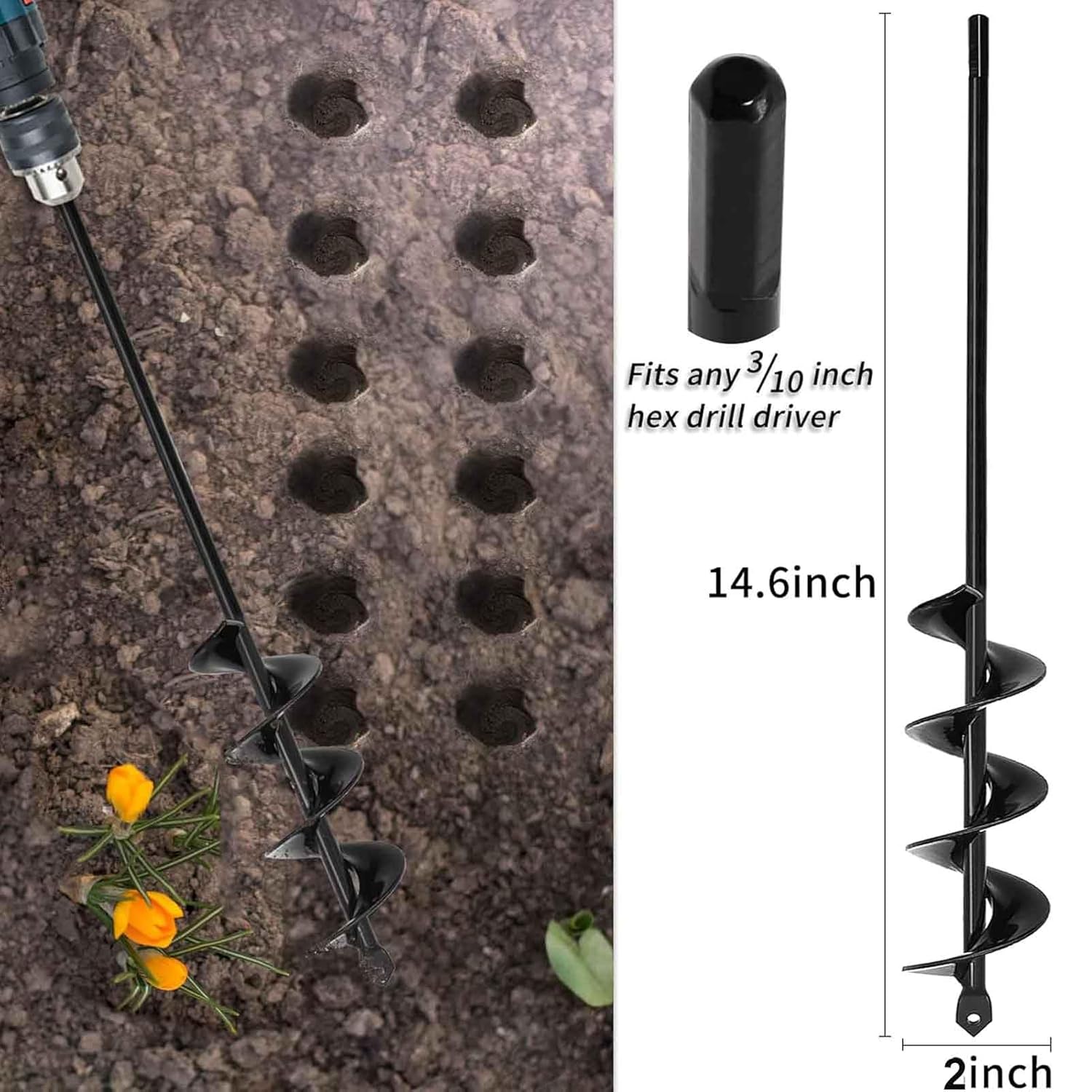 Auger Drill Bit 2x14.6inch Gar - Post Hole Digger reseña y precio