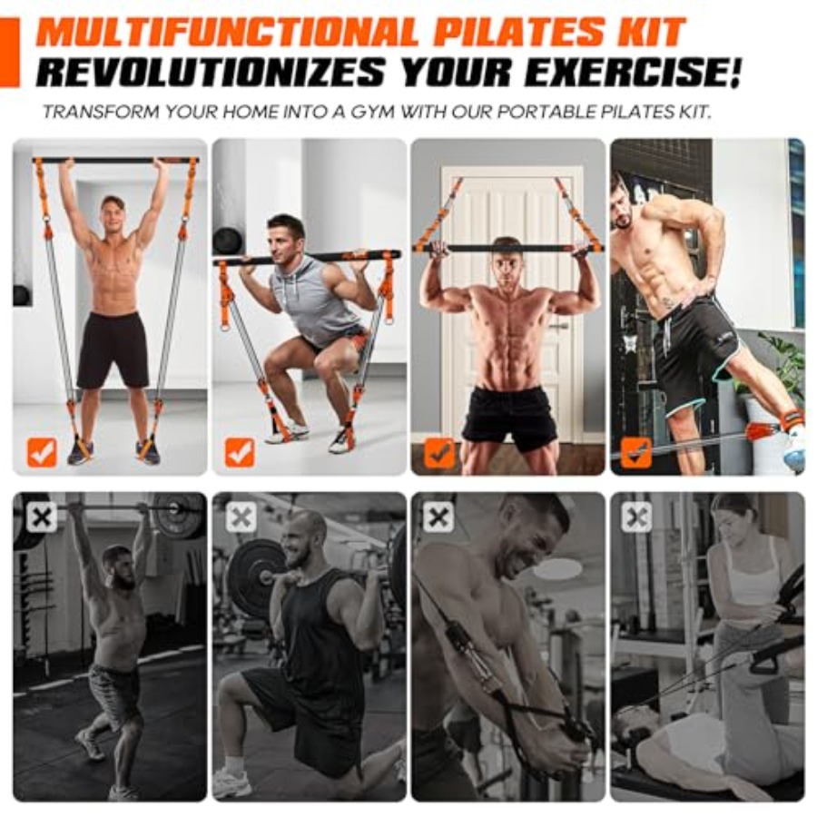 Pilates Bar Kit with Resistanc - Heavy Equipment In reseña y precio