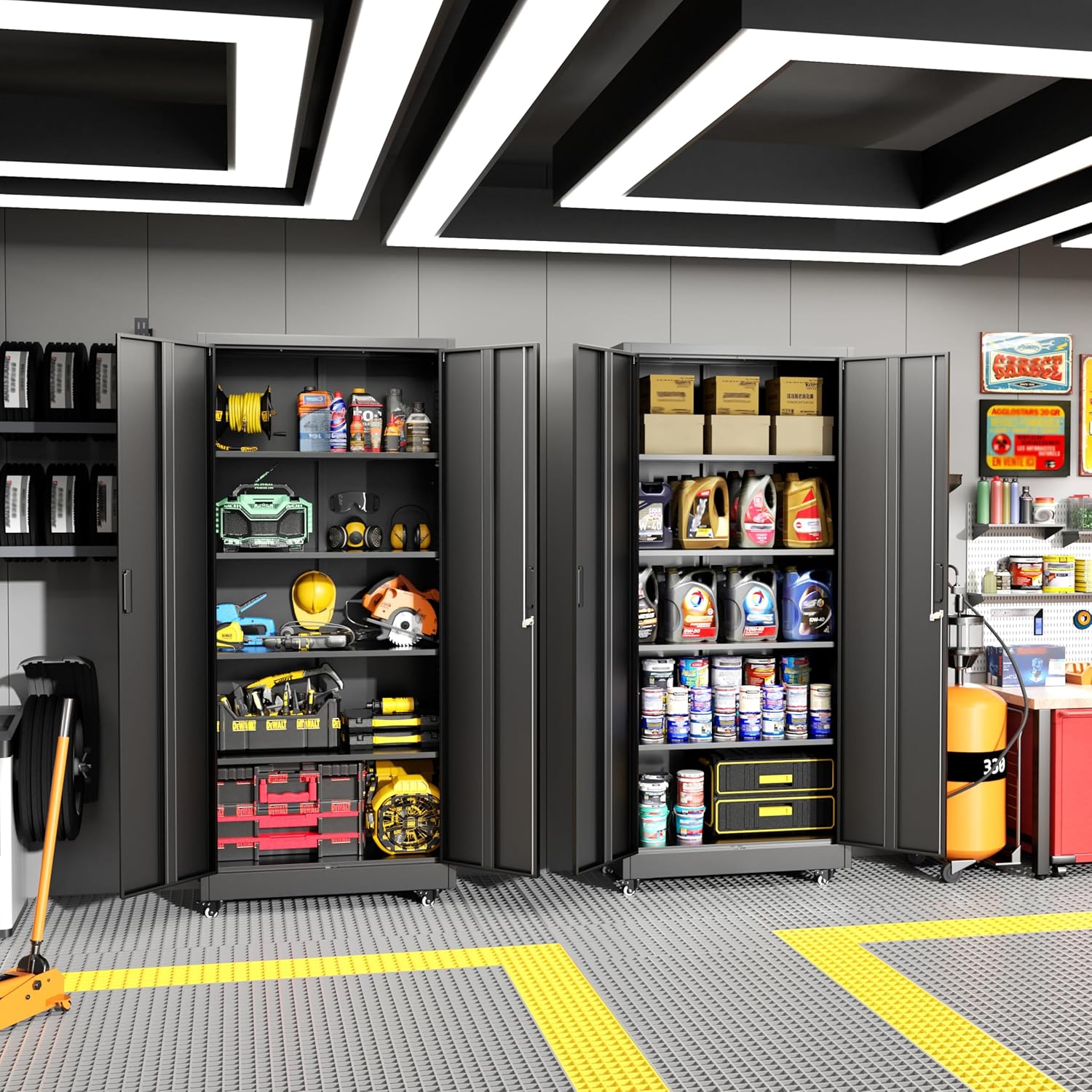 Metal Garage Storage Cabinet w - Heavy Equipment Garage reseña y precio