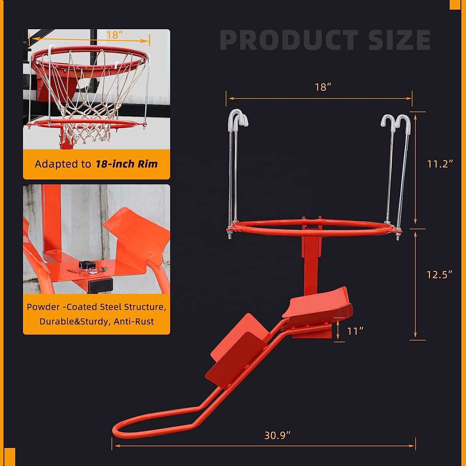 Heavy-Duty Steel Basketball Re - Heavy Equipment In reseña y precio