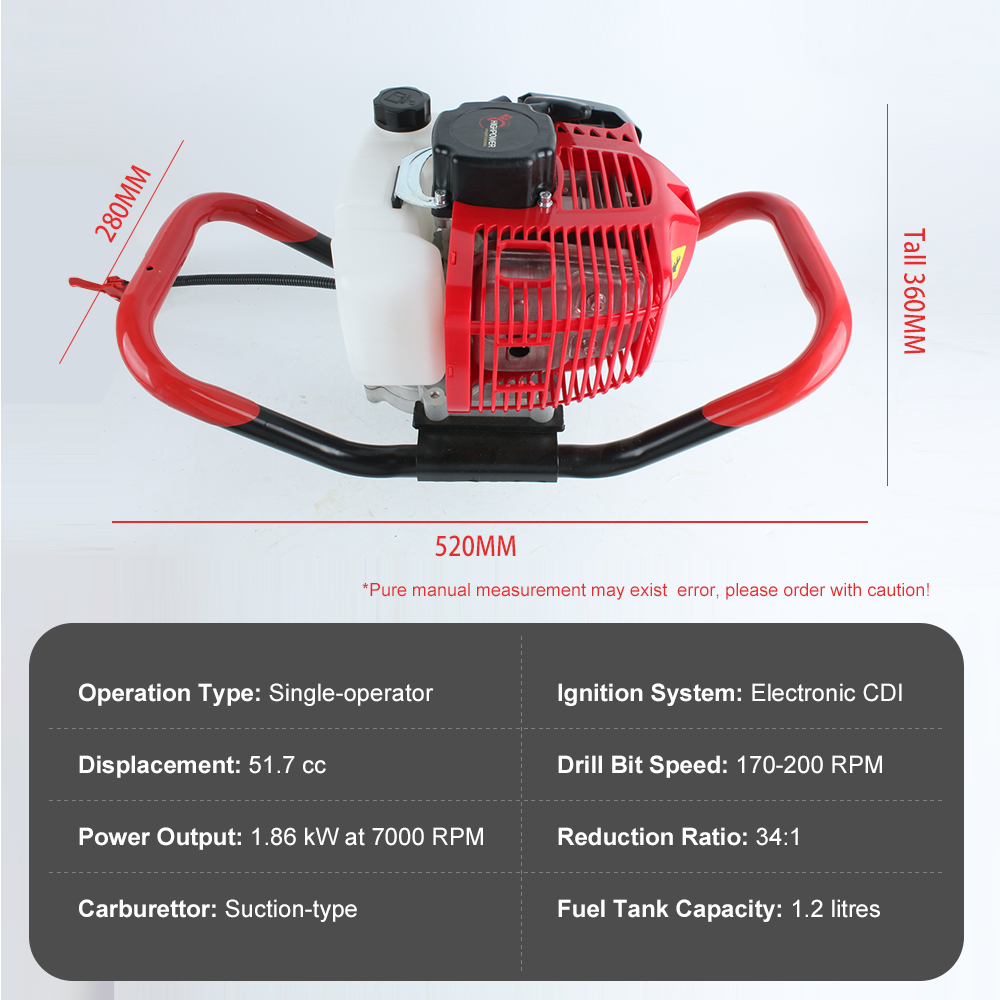 1.86KW Gas Powered Earth Auger - Post Hole Digger reseña y precio