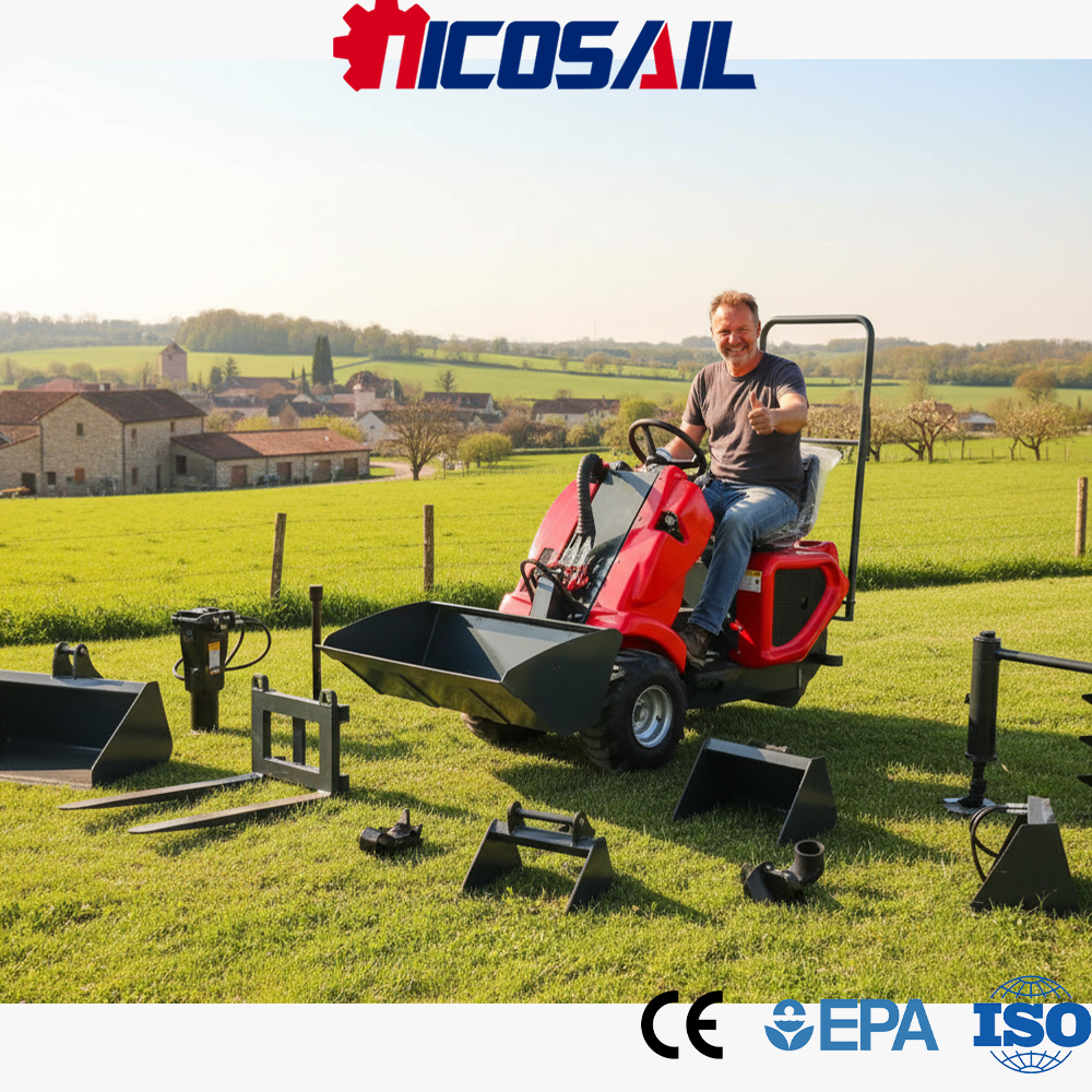 Mini Skid Steer Loader 3-Wheel - Wheel Loader reseña y precio