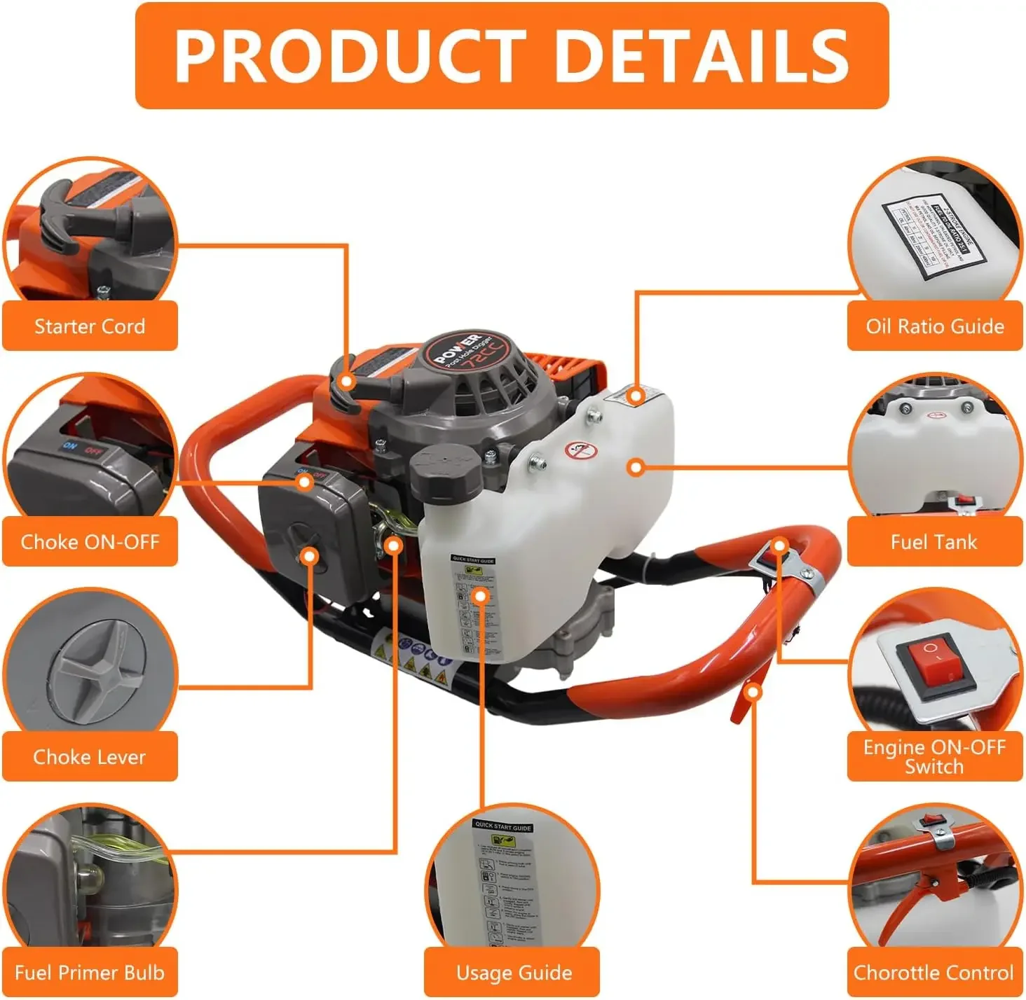 -72CC Auger Post Hole Digger,  - Post Hole Digger reseña y precio