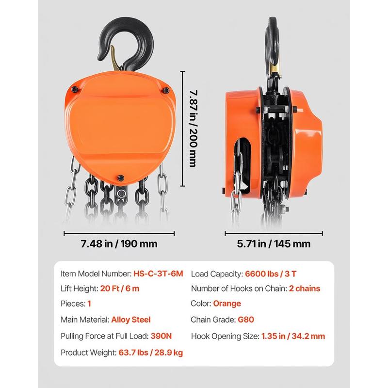 Chain hoist with 3-ton lifting - Heavy Equipment Lift reseña y precio